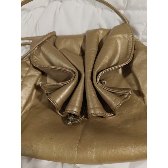 Park Avenue Int 1980 Vintage Bronze Metallic Leather Handbag Shoulder Bag Clutch - Picture 2 of 9